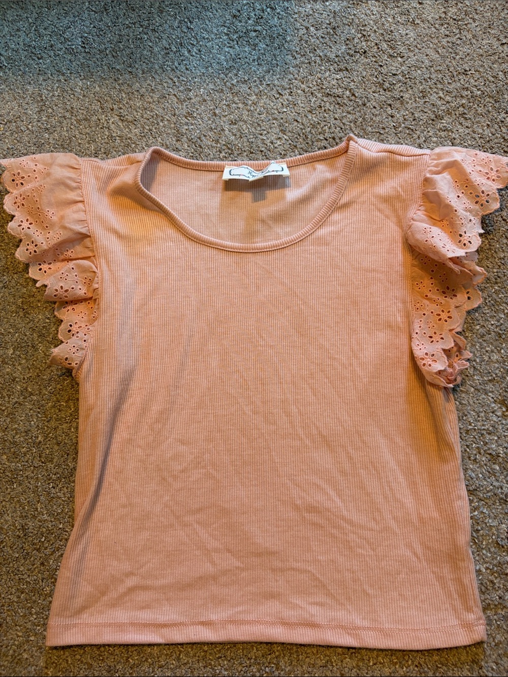 Hippie Rose Women’s Pink Ruffle Sleeve Knit Top